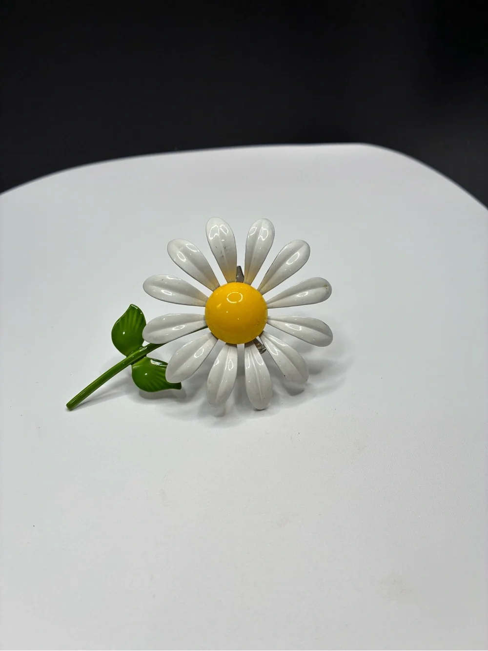 White & Yellow Daisy Enamel Brooch for Women